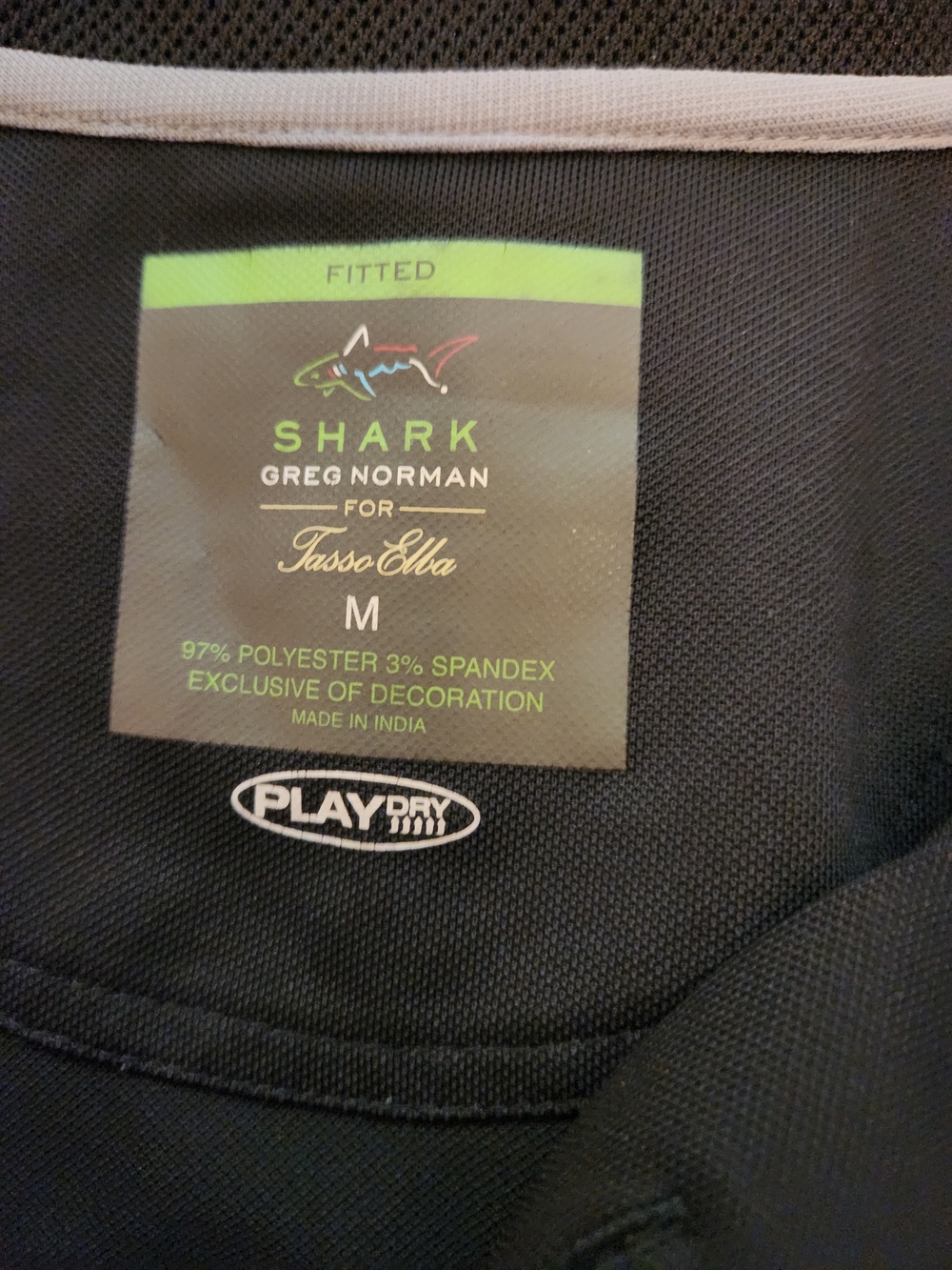 Greg Norman Shark for Tasso Elba Play Dry Men’s Golf Polo Black Size M - Picture 5 of 6